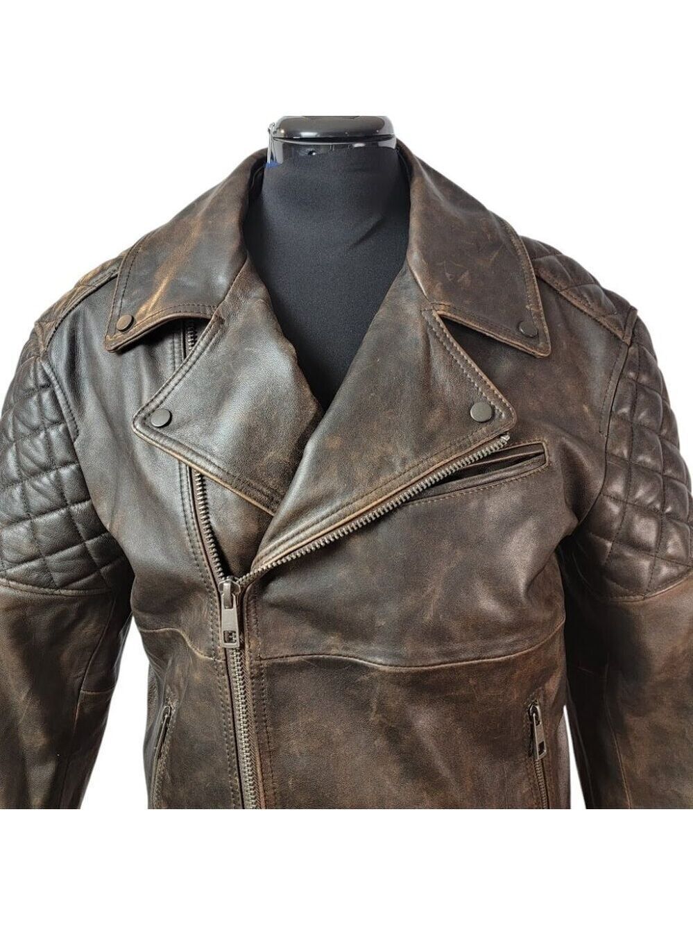 ASOS Design Oversized Biker Jacket - Real Leather with Stitch Detail